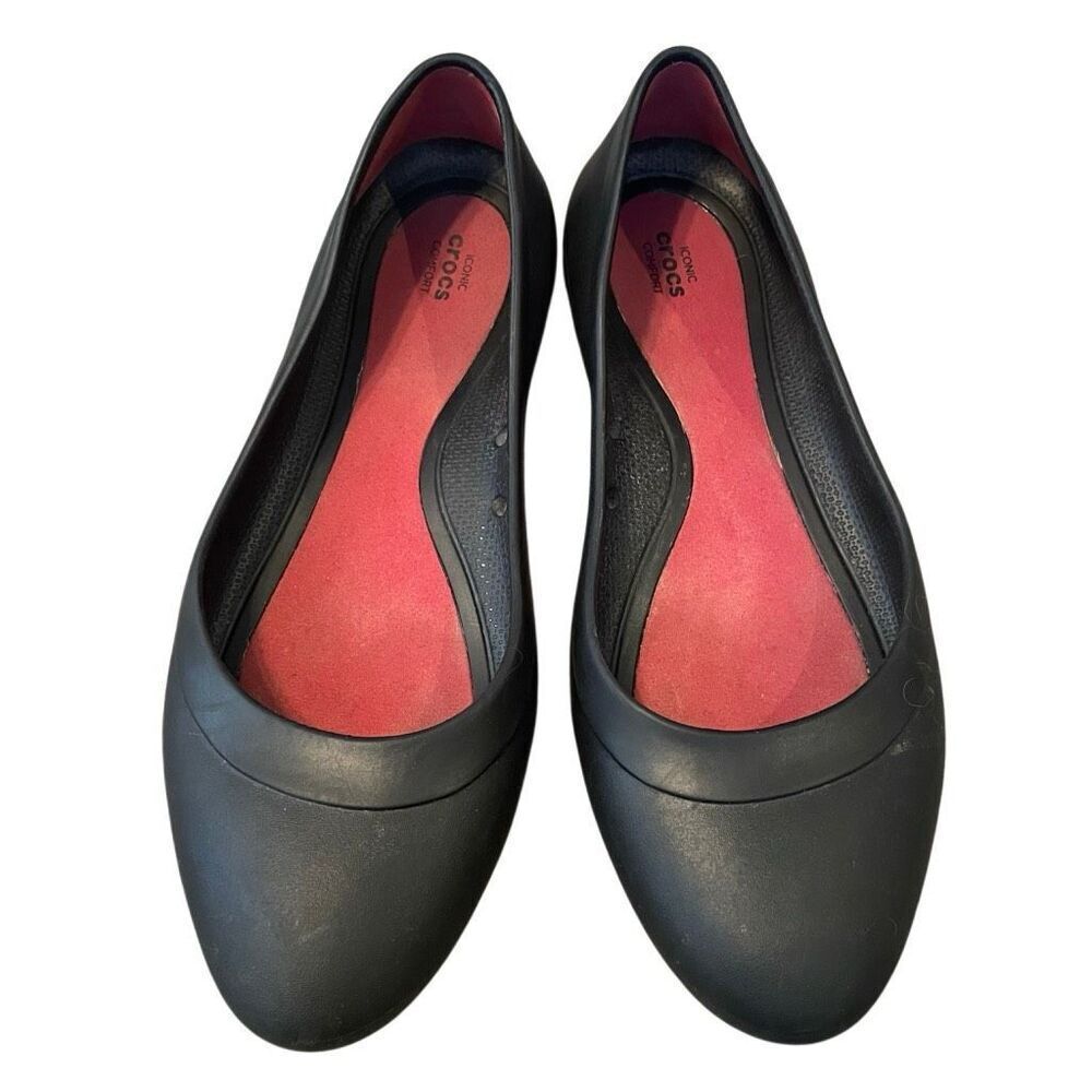 Crocs Womens Lina Comfort Ballet Flats 11 Black SlipOn Pointed Toe Normcore Work